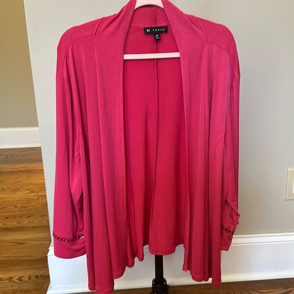 NWT N touch size 2X pink stretch cardigan